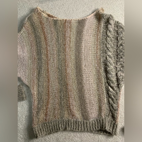 Free People Womens Boho Open Weave Knit Sweater Dolman Size Medium - Picture 3 of 6